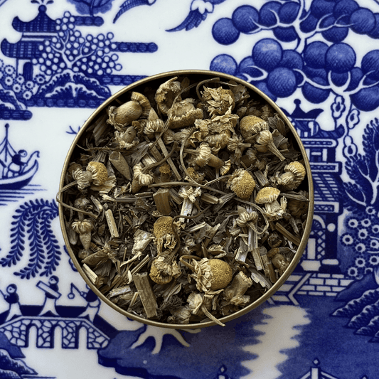 The Digestif | Organic Herbal Tea | Chamomile, Lemon Balm, Meadowsweet

An organic herbal tea blend with chamomile, lemon balm & meadowsweet. Floral, citrusy & subtly sweet, this caffeine-free blend is perfect after meals.