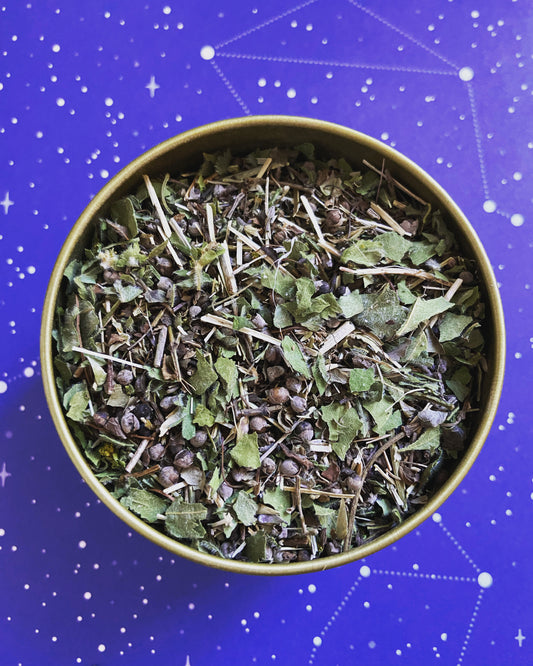 The Moon Cycle Herbal Tea | Vitex, Tulsi, Lady’s Mantle & Partridgeberry | Loose Leaf Tea | Rhino + Lucy