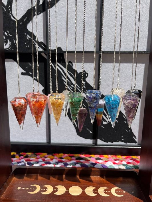 Close up of all Pendulums, Shop Rhino and Lucy Crystal Pendulums