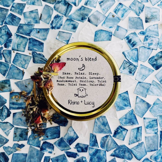 Shop Rhino and Lucy Custom Teas! Tea Blends designed just for you or your bestie, with a personalized label in a cute gold gift tin :) Tell us about yourself and your lifestyle (or your recipient's) so our herbalist Lucy can mix up the perfect blend! ❤️