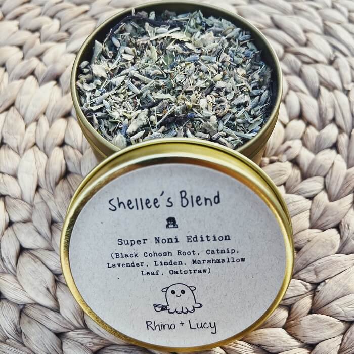 Shop Rhino and Lucy Custom Teas! Tea Blends designed just for you or your bestie, with a personalized label in a cute gold gift tin :) Tell us about yourself and your lifestyle (or your recipient's) so our herbalist Lucy can mix up the perfect blend! ❤️