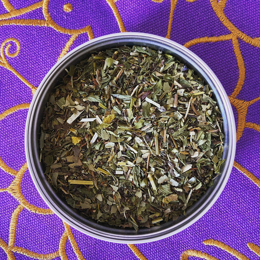 Lucy has created the perfect tea for a lovely morning routine. This blend of Skullcap, Tulsi Vana, Yerba Maté & St. John's Wort will help prepare you for the busy day ahead and will awaken, destress and energize. Great for those stressful mornings when you need a little energy boost along with some Zen. 🧘 | Shop Rhino and Lucy Teas Online