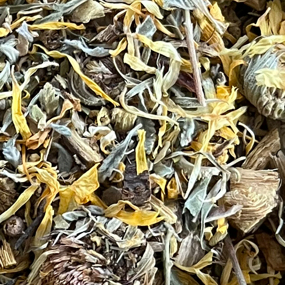 SACRAL Chakra Tea (Svadhishthana) "Create & Enjoy" Ingredients: Calendula, Damiana, Licorice Root Color: Orange Location: Pelvis Affirmation: I Feel Yoga Pose: Goddess | Rhino and Lucy