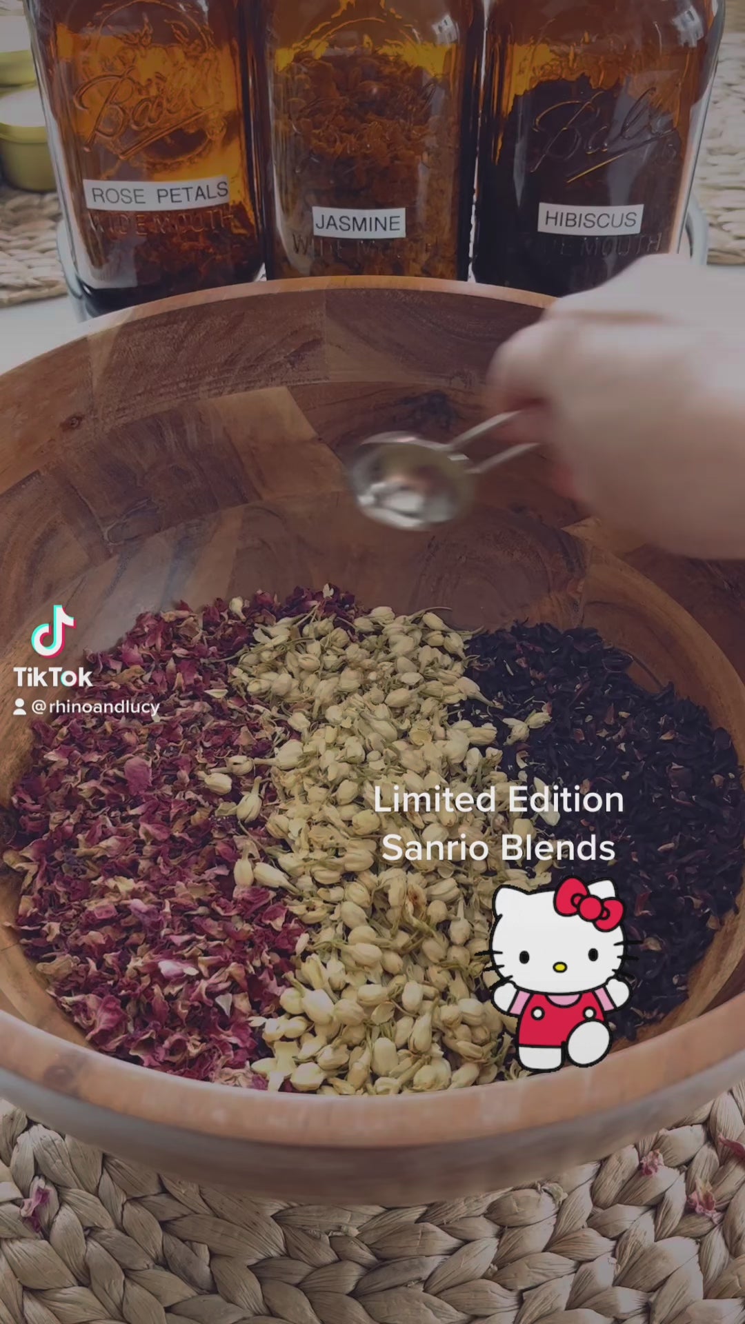 Lucy is a big Sanrio fan and has created 3 Character Themed Tea Blends to honor her favorite characters. Hello Kitty's Blend The Kitty (Red Rose Petals, Hibiscus, Jasmine Flowers) Pochacco's Blend The Pooch (Oolong & Chrysanthemum) Little Twin Star's Blend The Twins (Yarrow, Cornflowers, Pink Rose Petals) ❤️ | Shop Rhino and Lucy Teas Online!